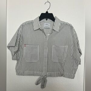 Urban Outfitters Black and White Striped Button-Down Shirt